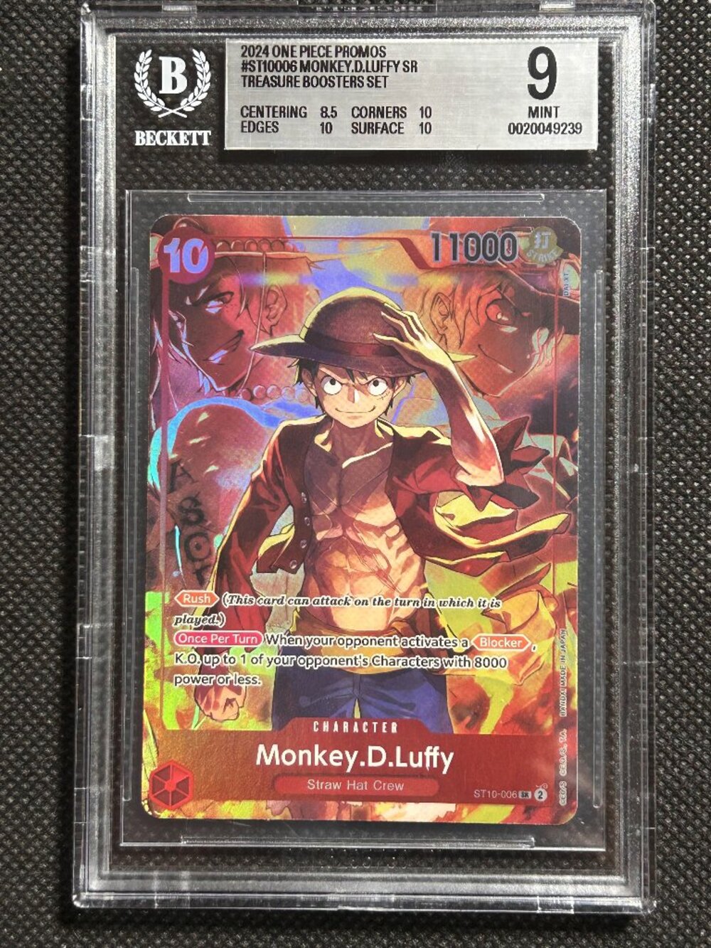 2022-2024 One Piece Promos #ST10006 Monkey D. Luffy SR Treasure Boosters BGS 9